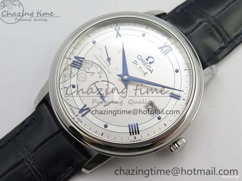 0327 Timeless De Ville Prestige Real PR SS ZF 1:1 Best Edition Gray Dial Blue Markers on Blue Leather Strap MIYOTA 7936